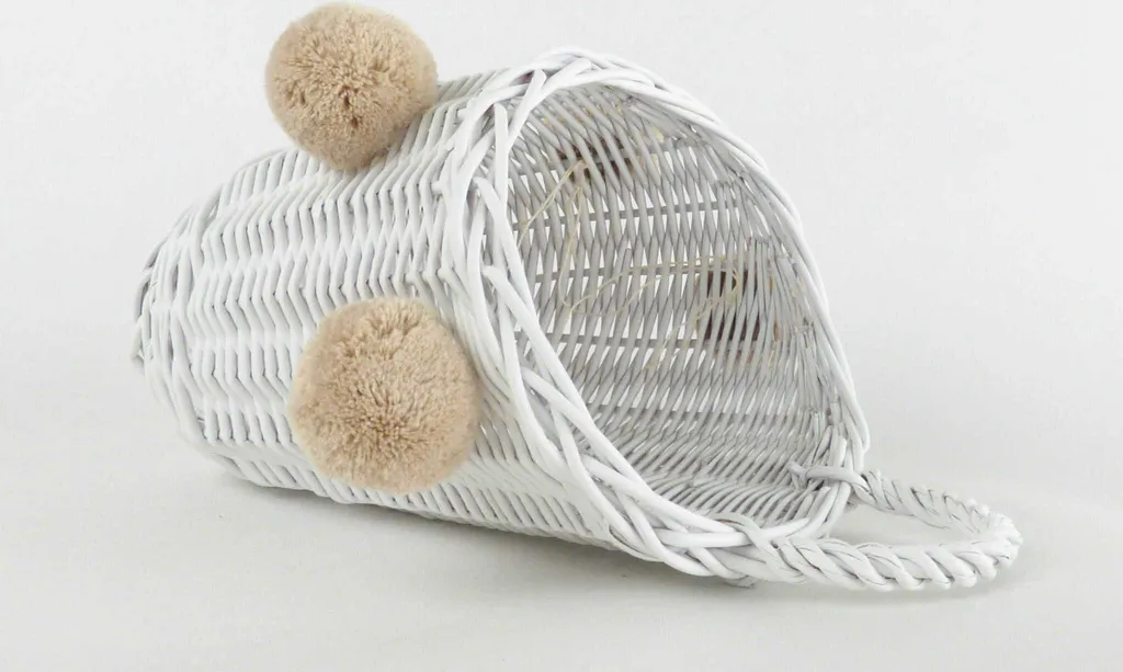 Panier de rangement mural décoratif en coton blanc WikliBOX avec pompons - 6