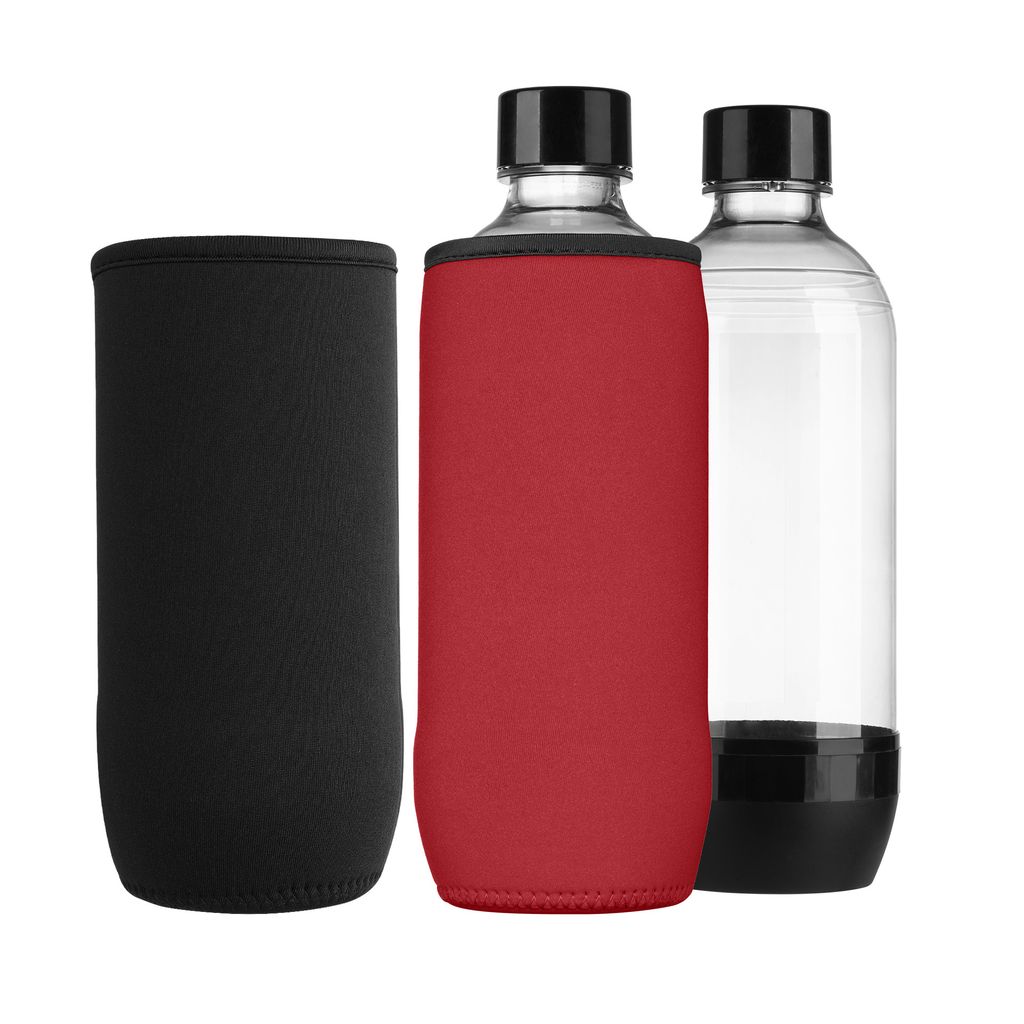 kwmobile 2x Schutzhülle kompatibel mit SodaStream Glasflasche - Neopren Hülle - Flaschen Kühler für Wasser Karaffe in Schwarz Rot