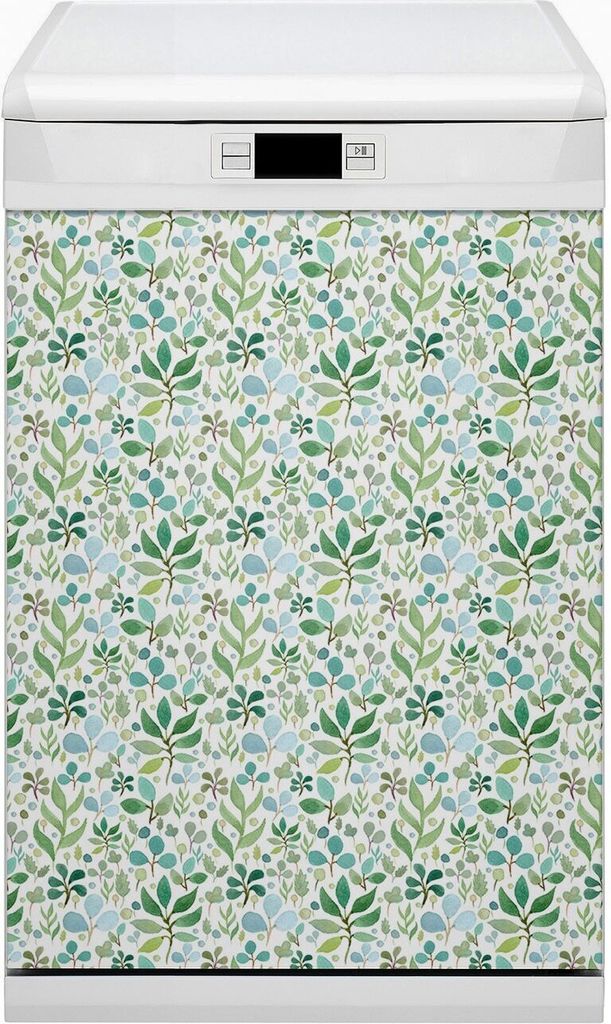 Magnet Folie für Geschirrspüler Küche Magnetmatte 45x80 cm Dekor Geschirrspüle - Grüne Blätter