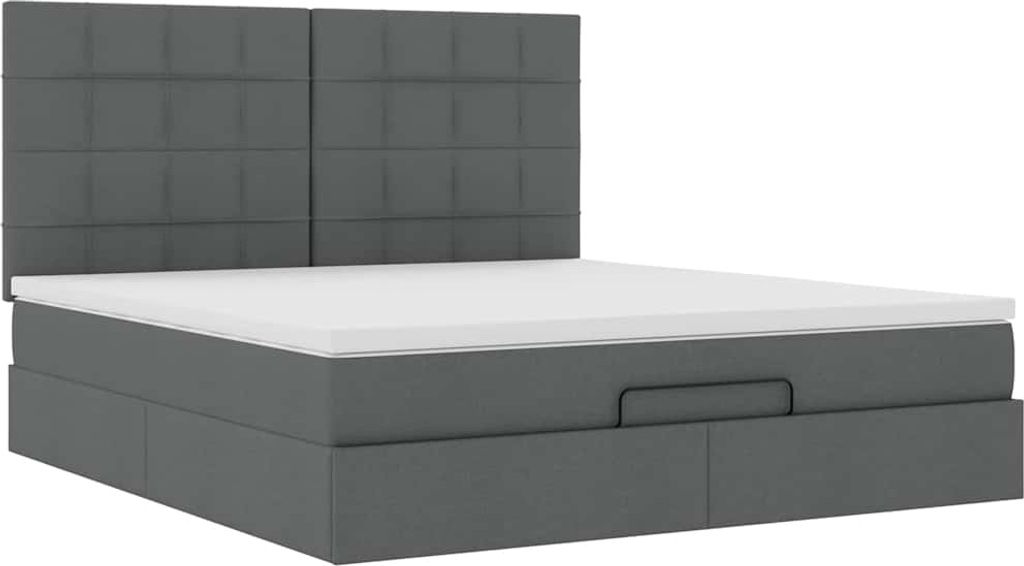Ottoman-Bett mit Matratze Dunkelgrau 160x200 cm Stoff