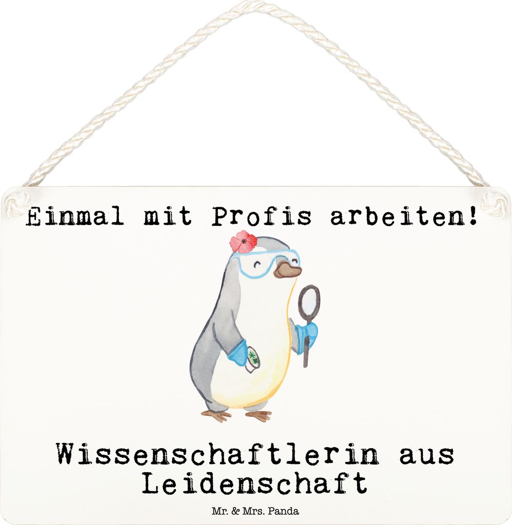 Mr. & Mrs. Panda holzbild Wissenschaftlerin Leidenschaft DIN A6 - Weiß - Geschenk, Universität, Holzschild, Wandbild Holz, Türschild, hängeschi...