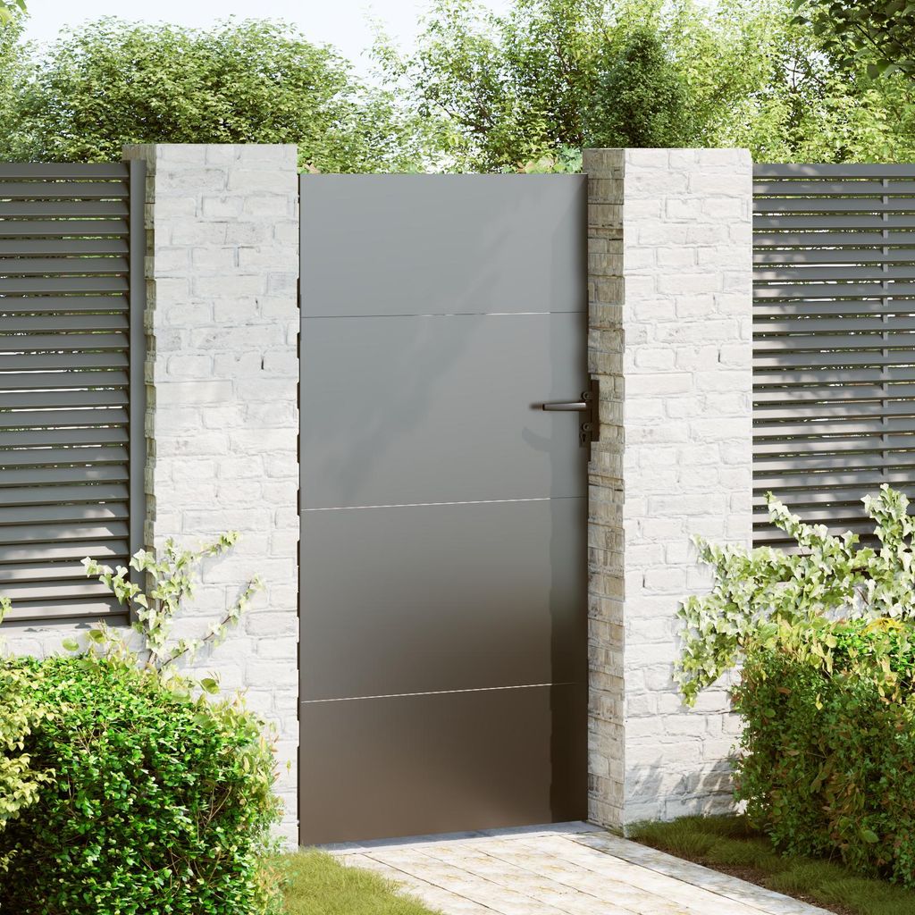 Möbel 2025 - Gartentor Schwarz 105 x 175 cm Pulverbeschichteter Stahl - Gartentore Neu2237