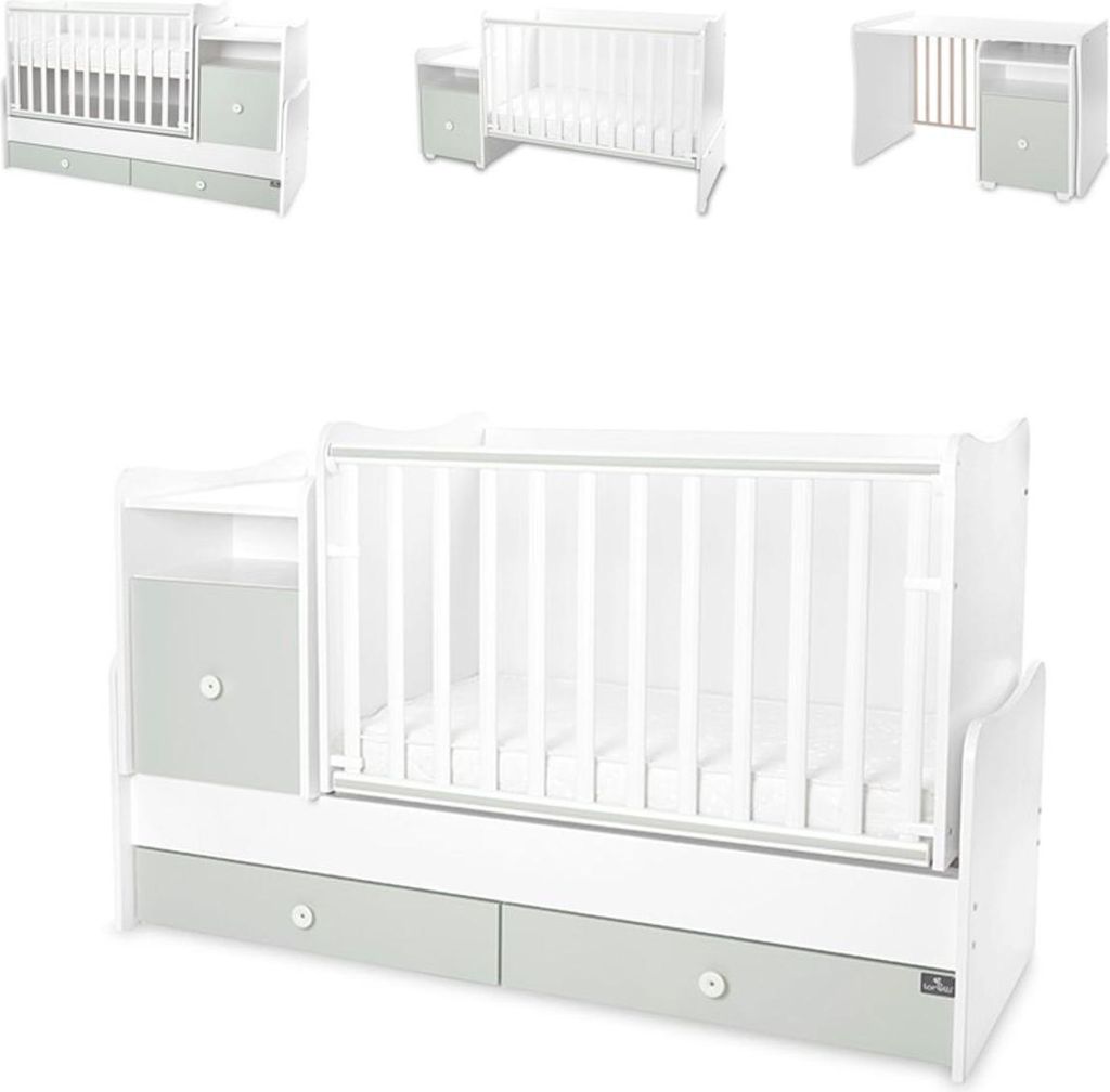 Lorelli Babybett Trend Plus 70x160cm Schreibtisch Kinderbett Schubladen Kommode grün