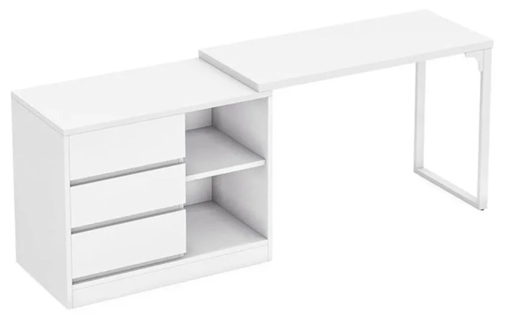 Bureau en L blanc compact HOGA-RY0115 surface mate antirayures en bois