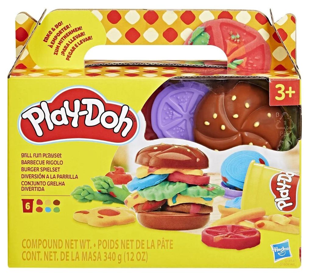 Hasbro Knete Spielset Play-Doh Burger selber machen für Kinder ab 3 Jahren