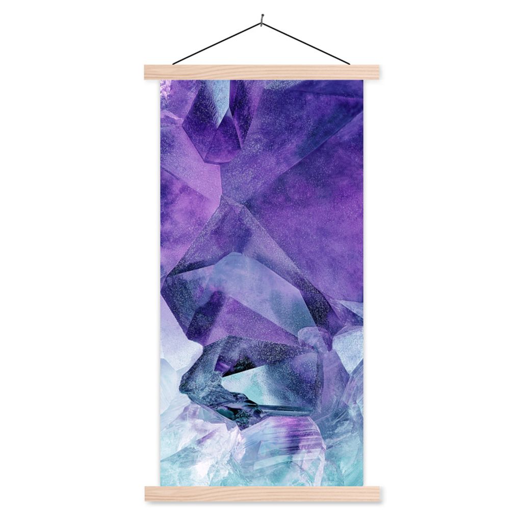 MuchoWow Textilposter Mineralien - Naturstein - Kristalle 40x80 cm mit holzfarbenen Rahmen - Wohnzimmer