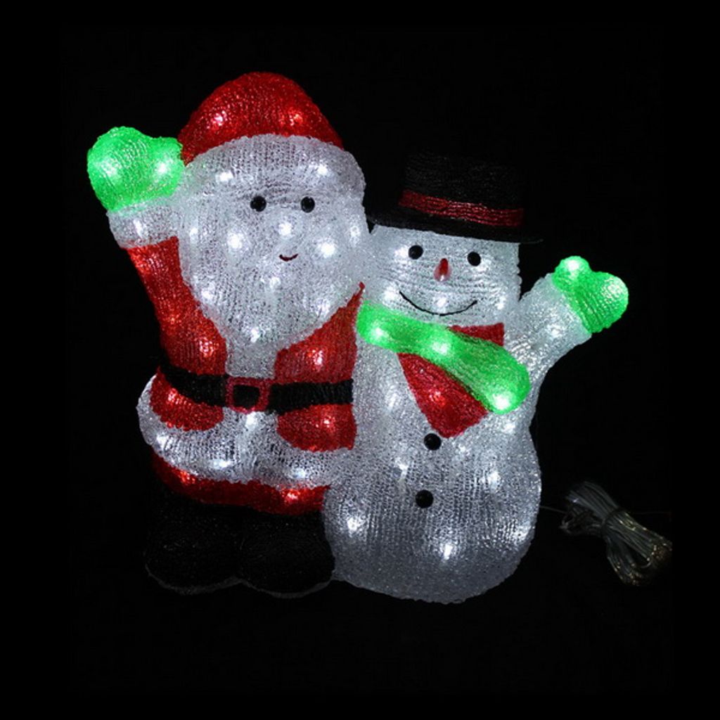 LEX XXL Acryl LED Weihnachtsmann mit Schneemann 90 LEDs Produktbild 