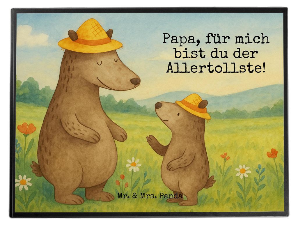 Mr. & Mrs. Panda Schreibunterlage Bären mit Hut Design - Weiß - Geschenk, schreibtischunterlage, Family, Familie, Unterlage Schreibtisch, Vaterta...