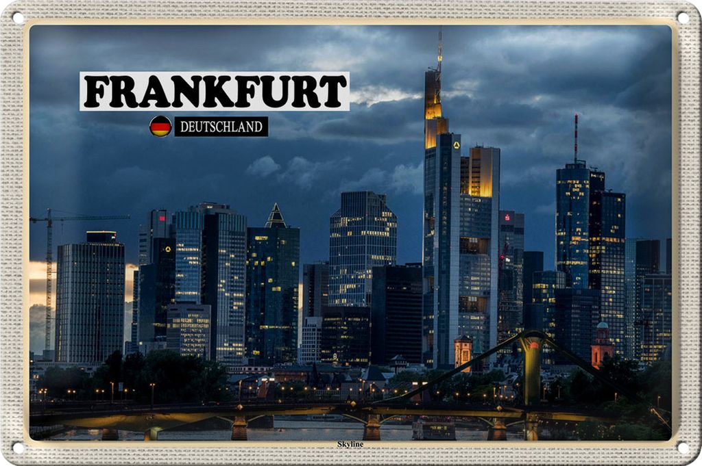 Blechschild Städte Frankfurt Skyline Wolkenkratzer 30x20cm