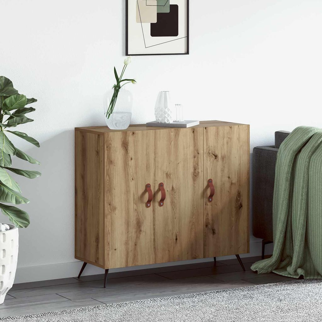 Buffet vidaXL en chêne Artisan 89,5 x 34 x 80 cm, aggloméré Image du produit 