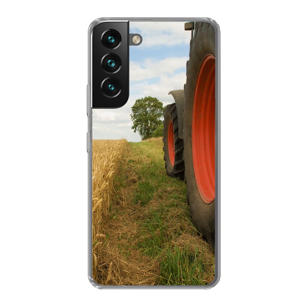 MuchoWow Handyhülle Schutzhülle Hülle für Samsung Galaxy S22 Traktor - Räder - Weizen Silikon Softcase Handy Hülle - Mobiltelefonhülle