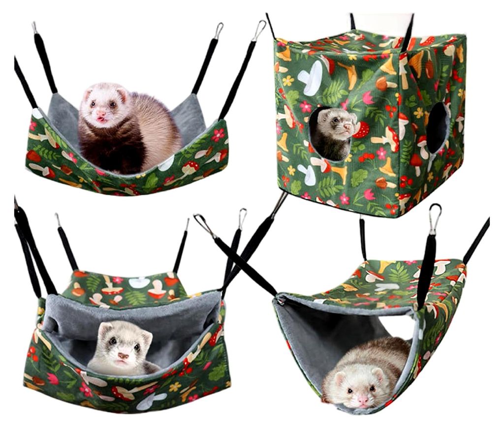 4 Stück Ratten-Hängematten zum Aufhängen, Frettchen-Hängematte mit Riemen, weich, waschbar, Meerschweinchenbett für Chinchilla, Sugar Glider