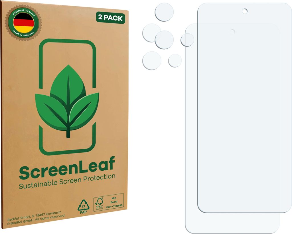 2x ScreenLeaf Schutzfolie für Motorola Moto G (2026) (Display+Kamera) nachhaltiger Displayschutz Display Schutz Folie Klar Transparent
