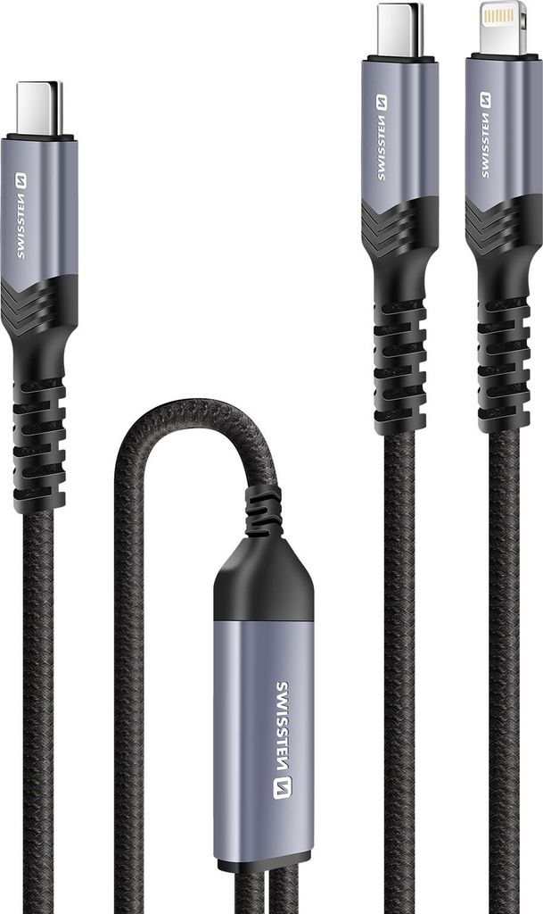 Swissten, 2-in-1 Kabel 5A USB-C/Lightning 100W 1.5 m, Produktbild 