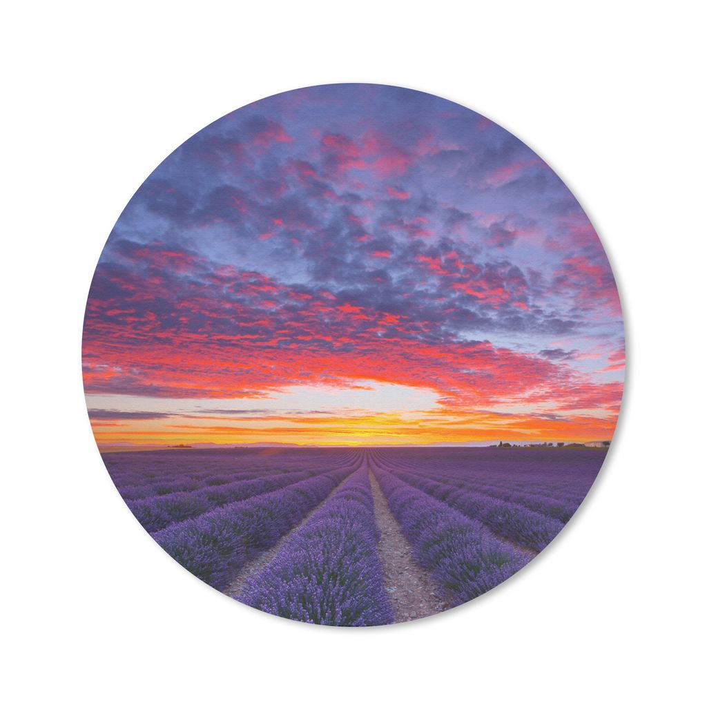MuchoWow Mauspad Mousepad Lavendelfeld bei Sonnenuntergang 30x30 cm - Mousepads - Maus Mat - Pad - Mausunterlage - Tischunterlage - Schreibtischm...