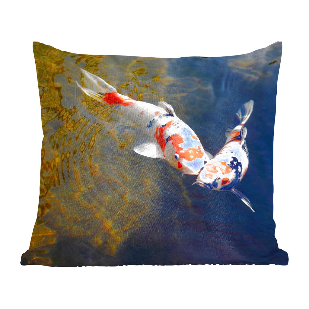 MuchoWow Zierkissen Sofakissen Wohnzimmer Dekokissen 45x45 cm Zwei Koi-Karpfen im Wasser - Schlafpolster - Polster für das Sofa