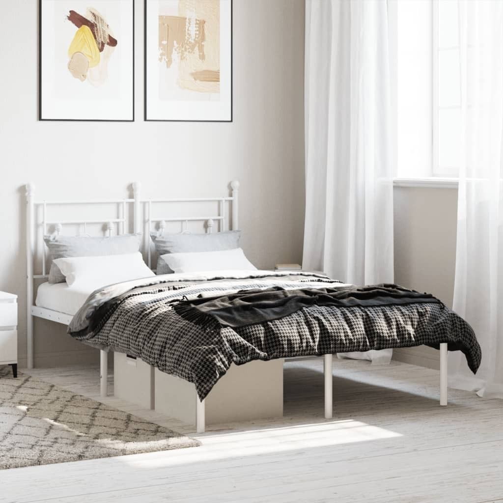 Maison Exclusive - Bettgestell mit Kopfteil Metall Weiß 120x190 cm