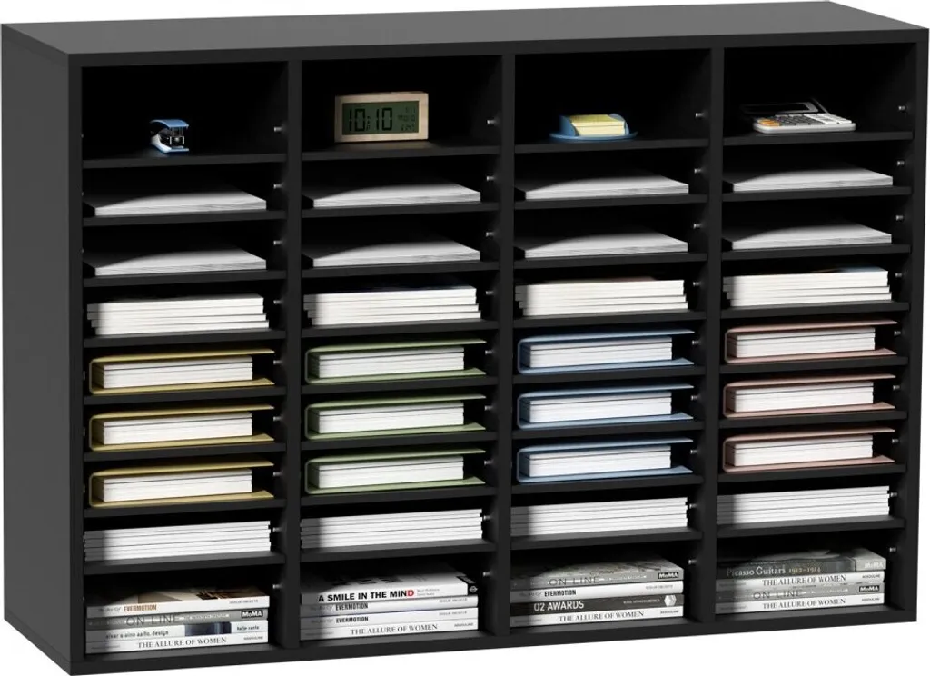 Bac à courrier A4 noir 36 cases - Organiseur de bureau 997x305x680 mm