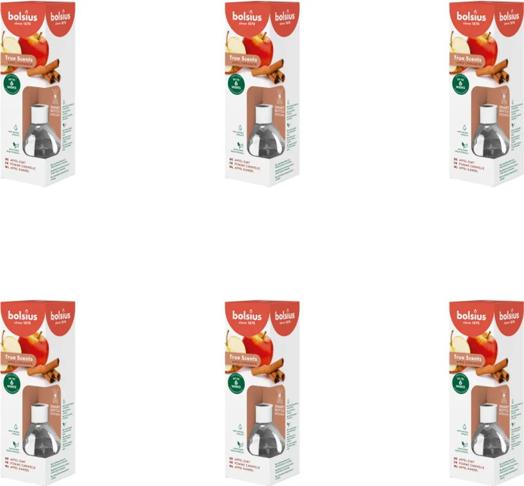 Bolsius - True Scents - Bastoncini profumati - 60 ml - Mela-Cannella - Confezione risparmio - 6 pezzi