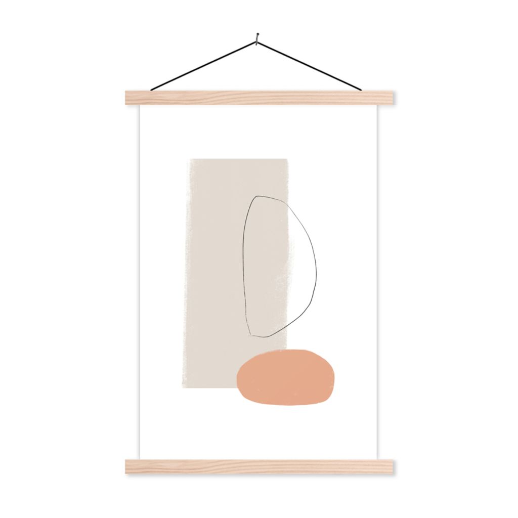 MuchoWow Textilposter Minimalismus - Pastell - Abstrakt 60x90 cm mit holzfarbenen Rahmen - Textil