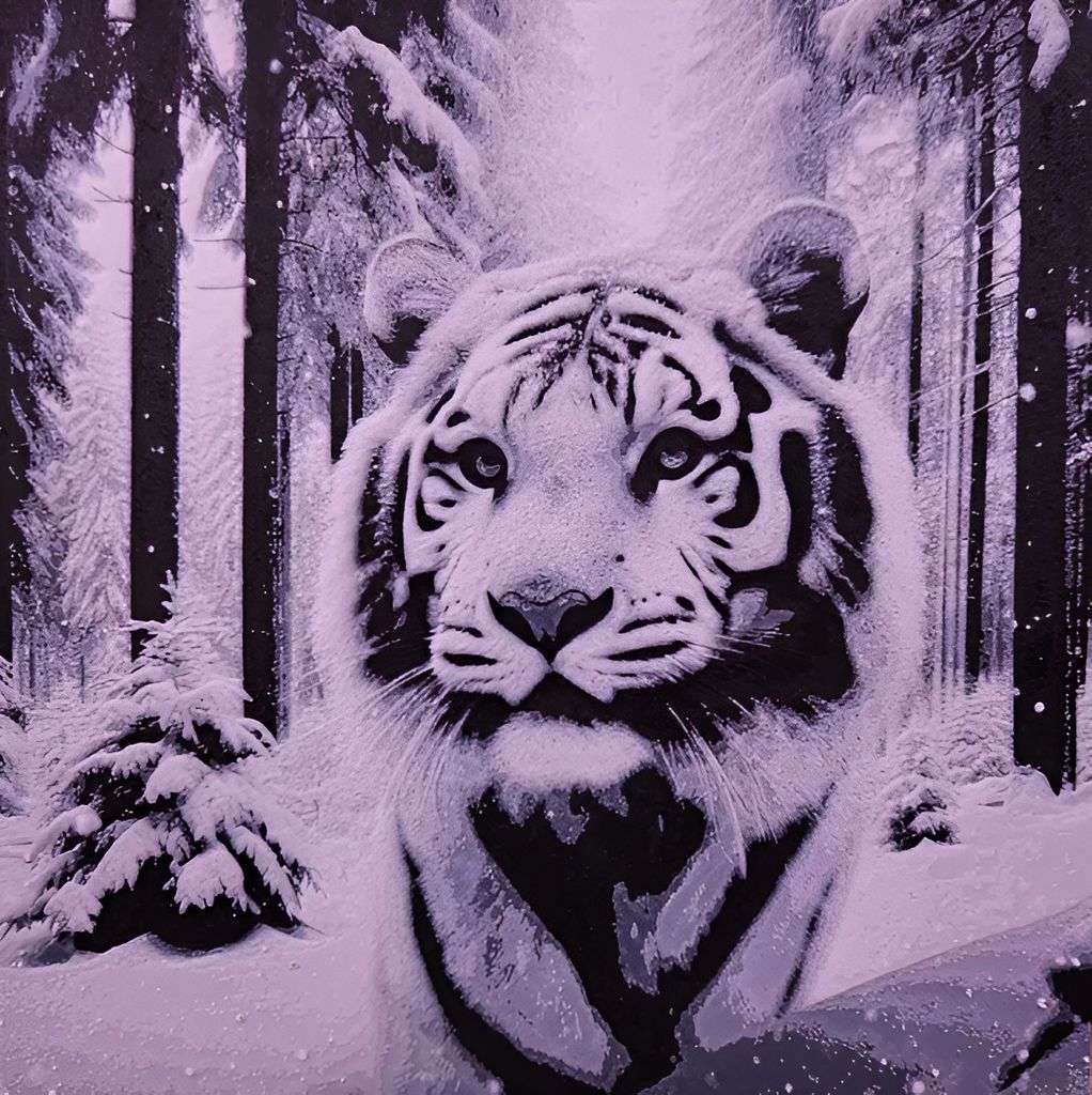 Snow Baby Tiger – Groß 25x25cm