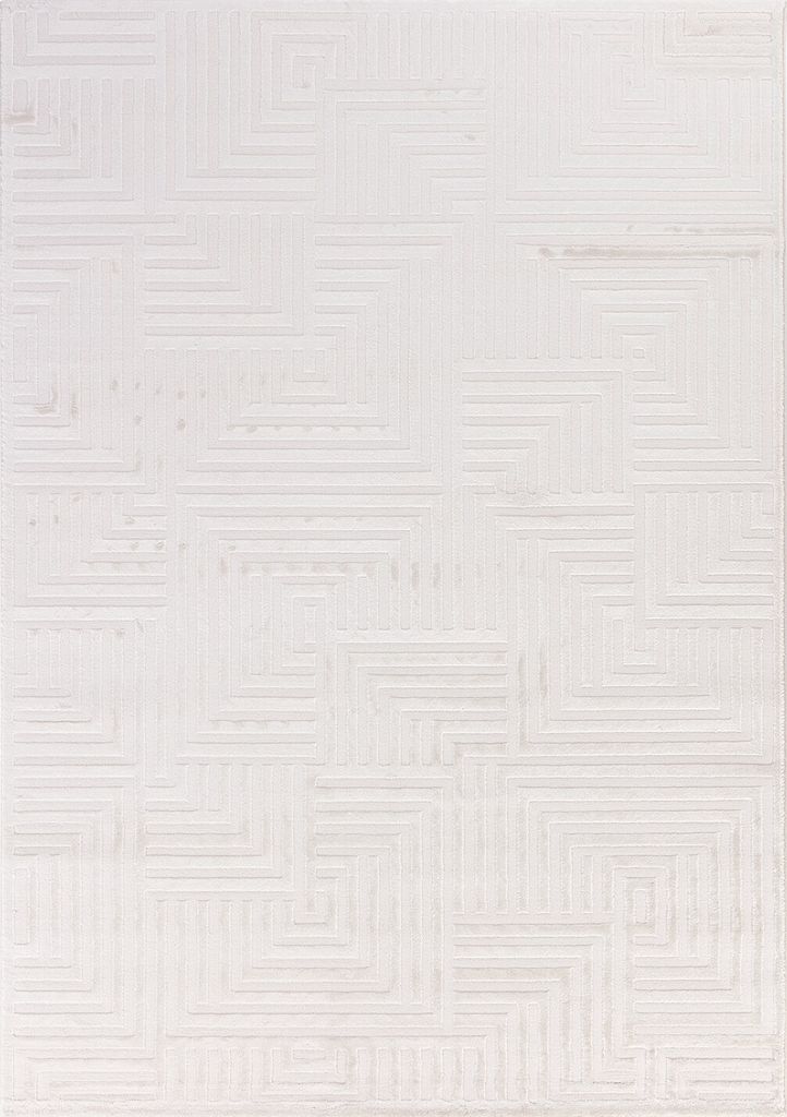 Villa Möbel Sahique Wohnzimmer-Teppich, Designteppich, Geometrisch Design, Farbe:Creme, Grösse:120x170 cm