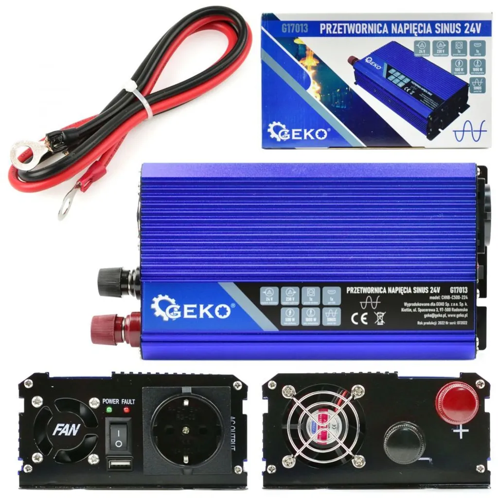 Convertisseur de tension 24V 230V Pure Sinusoïdale 500W GEKO G17013