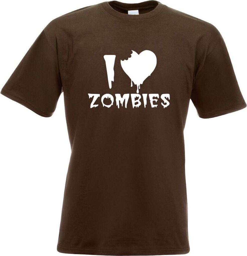 Kiwistar - T-Shirt - Chocolate - I Love Zombies Motiv Bedruckt Funshirt Design Print - mit Motiv Bedruckt - Funshirt Design - Sport - Freizeit - He...