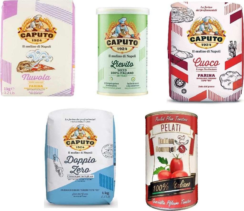 Farina Molino Caputo Nuvola Cuoco Coppio zero Classica Pizza Napoli (3x 1kg) + Caputo Lievito Secco + Italian Gourmet Pomodori 100% italienisch Pel...