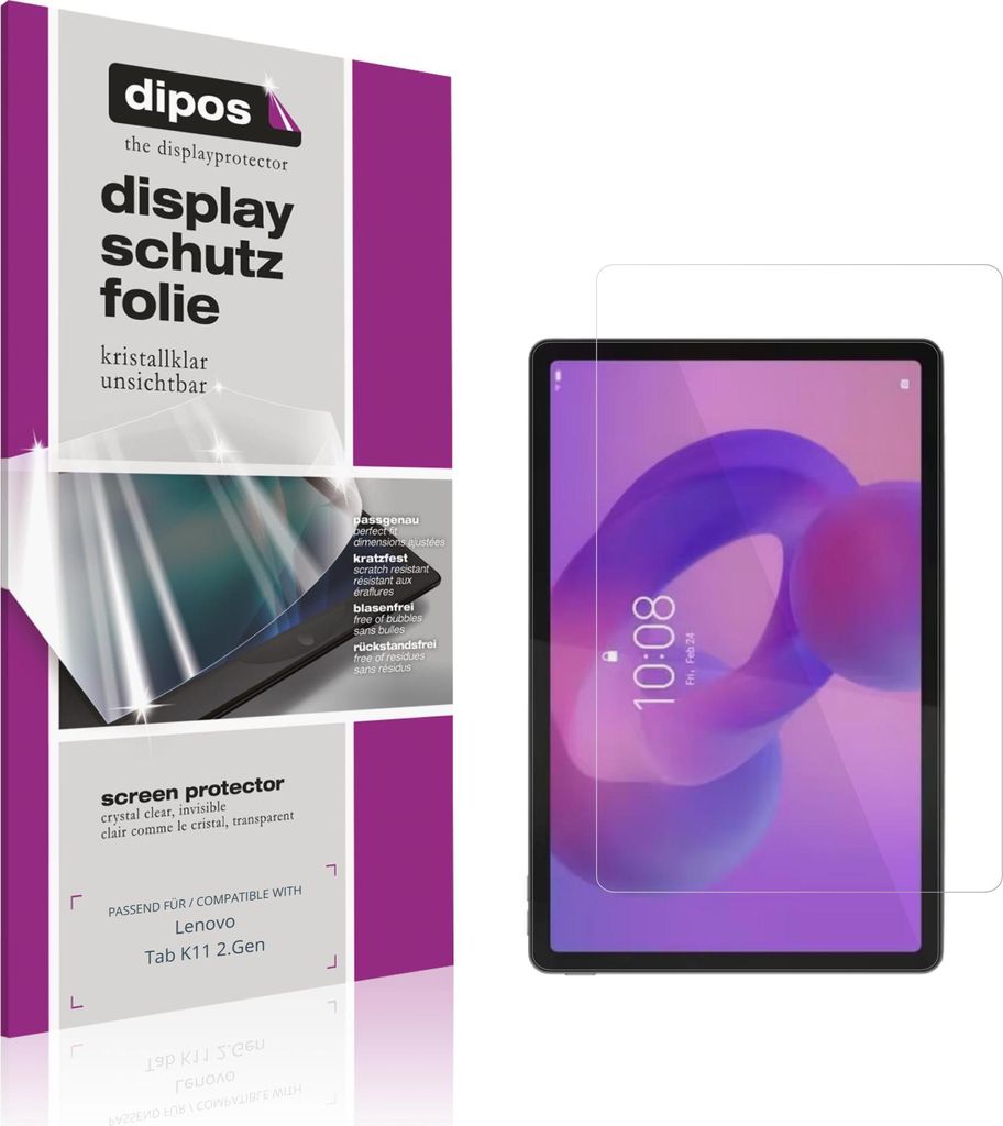 2x Schutzfolie für Lenovo Tab K11 2.Gen klar Displayschutzfolie Folie Display Schutz dipos