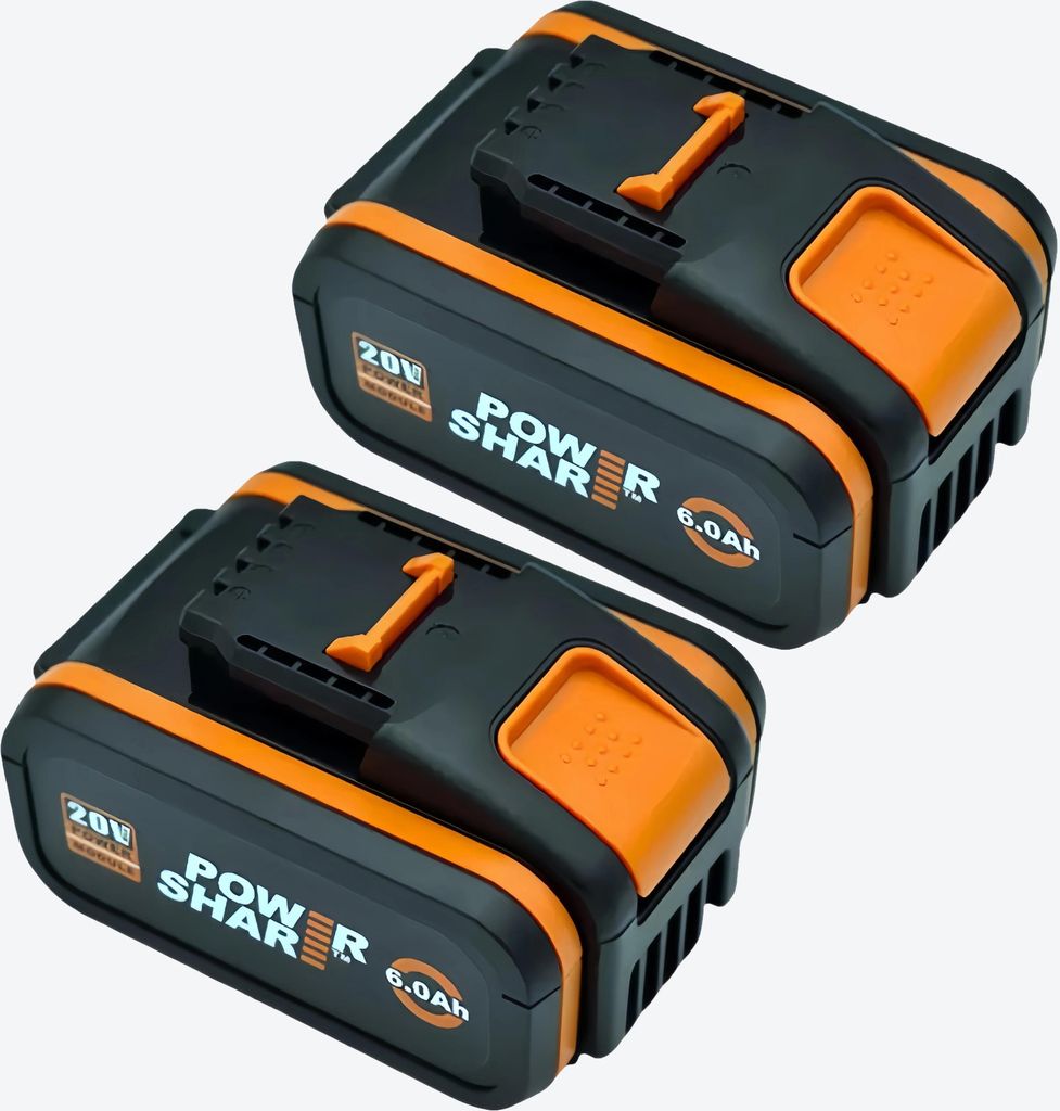 Ersatzakku für WA3553 20 V Elektrowerkzeuge - Li-Ion - 6,0 Ah (6000 mAh) - 2er-Pack - Ohne Ladegerät - Grau