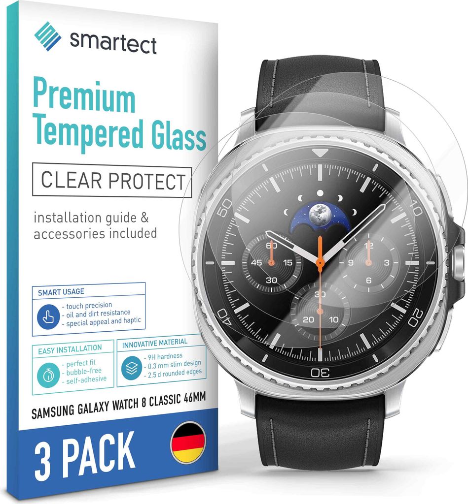 3x Schutzglas Panzerfolie für Galaxy Watch 8 Classic 46mm Produktbild 