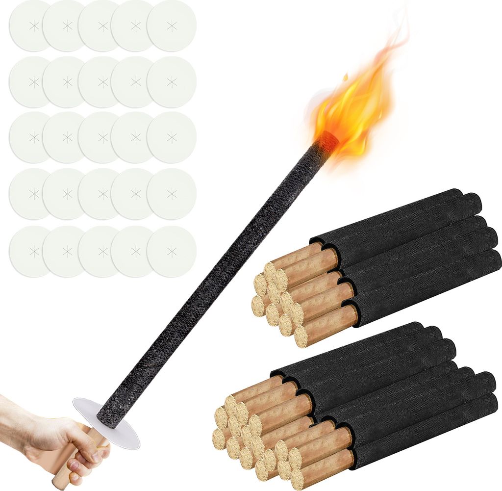 Clanmacy Fackeln Brennzeit 100 min Wachsfackeln inkl. Handschutz Langem Griff Garten Outdoor 25x