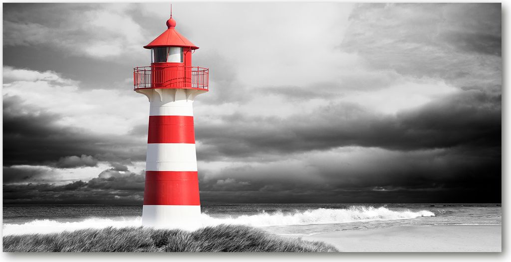 Tulup Leinwandbild - 120x60 cm - Wandkunst - Drucke auf Leinwand - Leinwanddruck - Landschaften - Rot - Leuchtturm