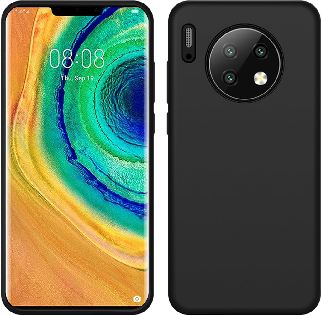 Huawei Mate 30 Hülle, LaimTop Slim Flüssig Silikon Soft Gel Gummi Stoßfest Kratzfest Schutzhülle für Huawei Mate 30 Schwarz