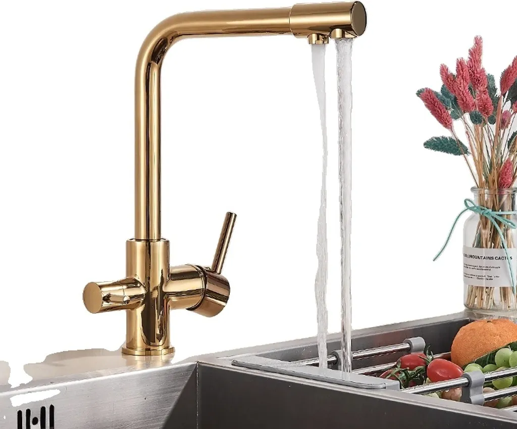 Rubinetto Cucina 3 Vie Oro Filtrato Design Elegante per Tutta la Famiglia