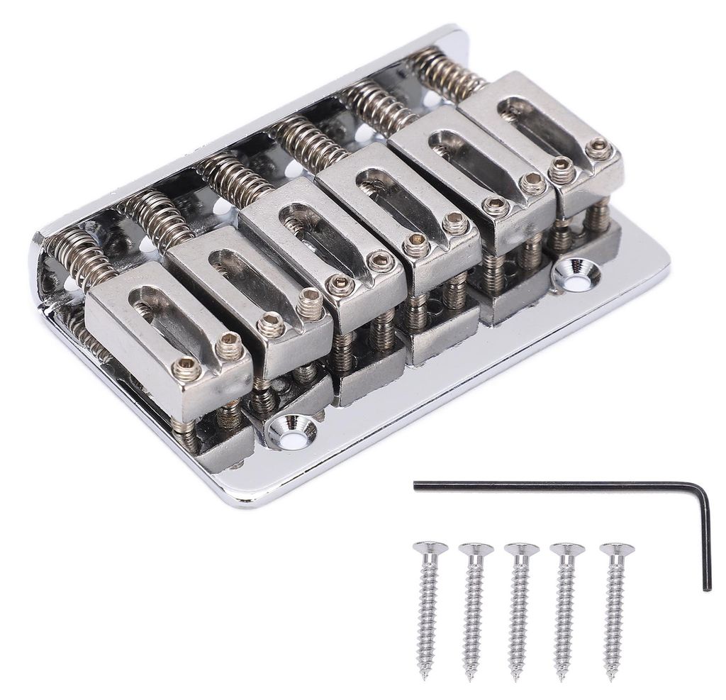 Gitarrenbrücke, 6-saitig, Top-Loading-Design, verstellbar, Ersatzteile für elektrische Instrumente, Silber, für M00877