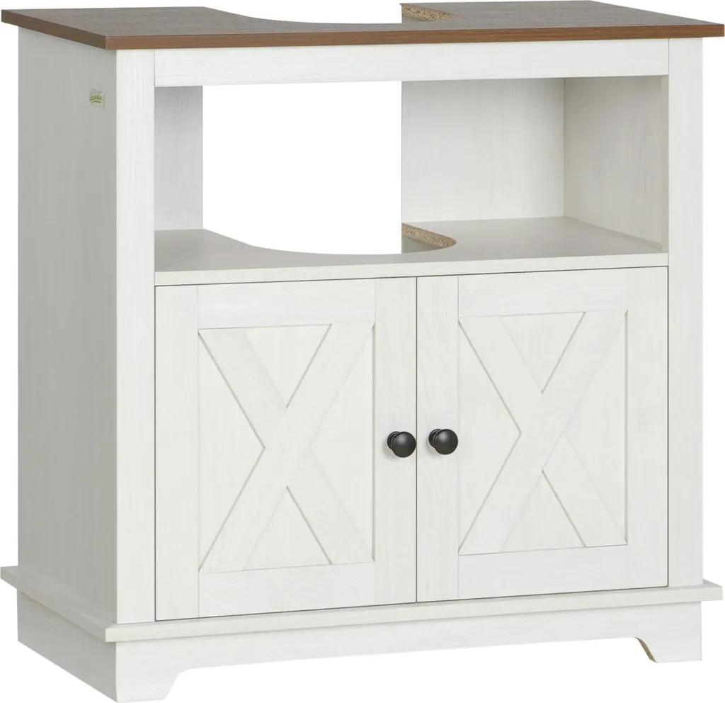 Meuble de rangement sous évier Blanc - Meuble vasque bois 60 cm de large