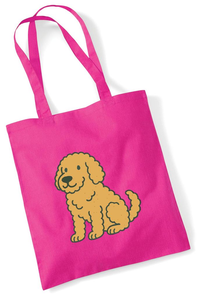 Huuraa Jutebeutel Goldendoodle Comic Goldiepoo 10 Liter Fuchsia Baumwolle Tasche Geschenkidee