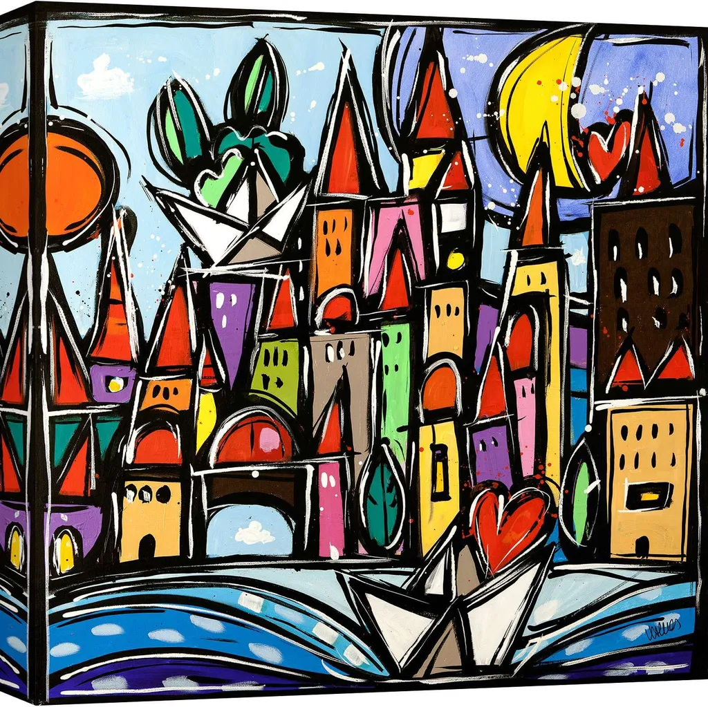 Quadro su tela colorata - Wallas - L'amore è qui - 50X50 cm