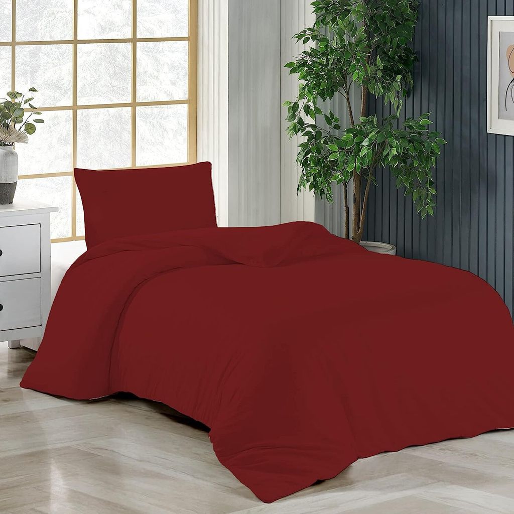 Bettwäsche 140x200 + 40x80 cm Kirschrot Bettbezug Baumwolle, 2-teilig