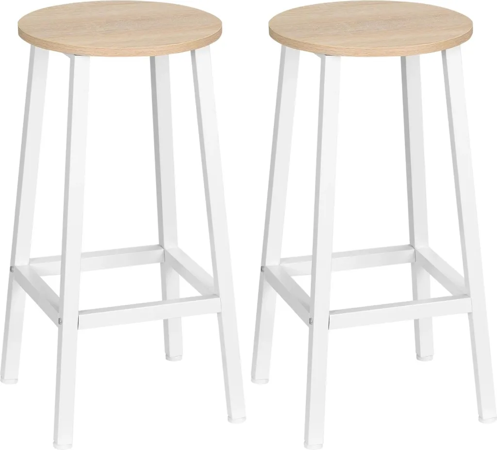 Tabouret de bar lot de 2 en acier noir 32,5x65 cm montage facile
