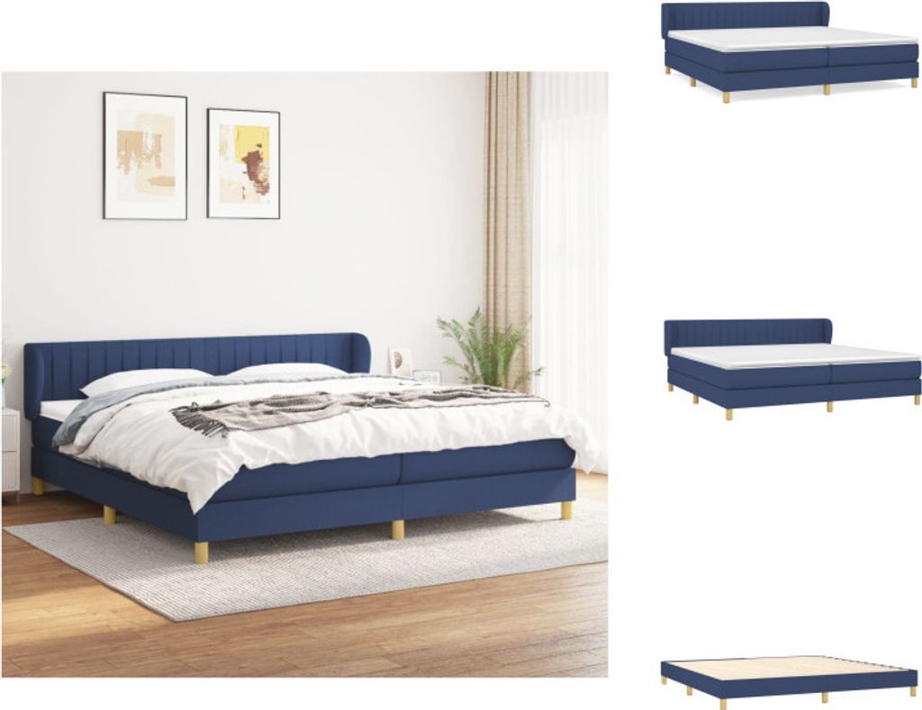 vidaXL Boxspringbett mit Matratze Blau 200x200 cm Stoff - Betten & Bettgestelle