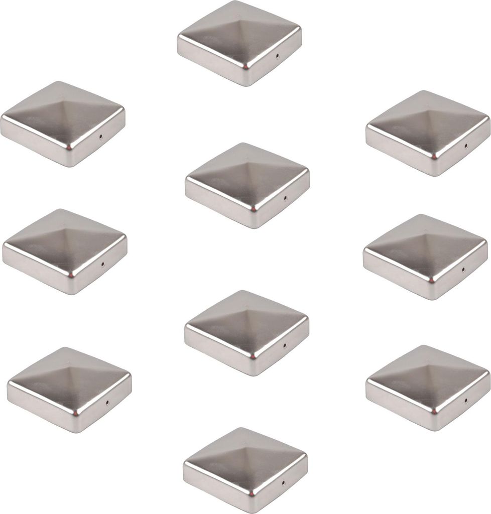 10x Pfostenkappe Edelstahl 71 mm Pyramide Abdeckkappe für Pfosten 7 x 7 cm