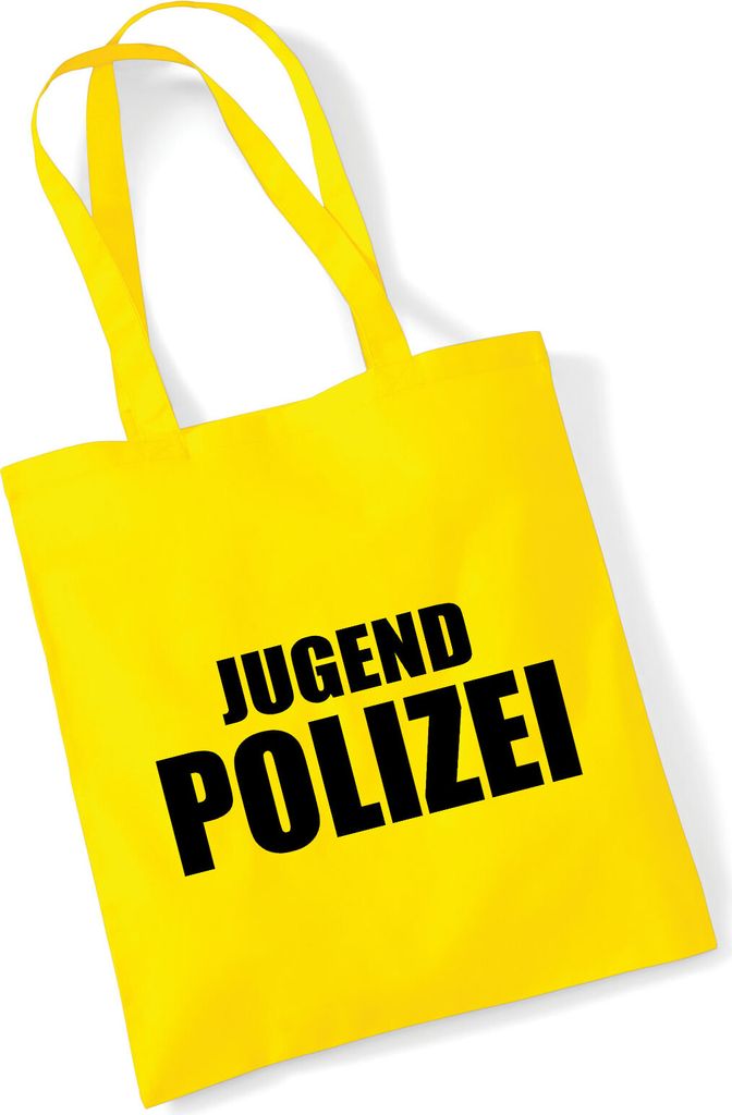 Huuraa Jutebeutel Jugend Polizei Schriftzug 10 Liter Yellow Baumwolle Tasche Geschenkidee