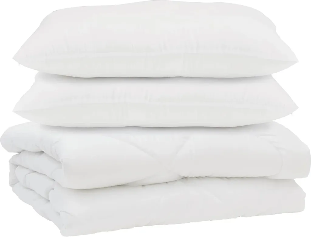 vidaXL Set Letto Bianco: Piumone + 2 Cuscini Microfibra Soft