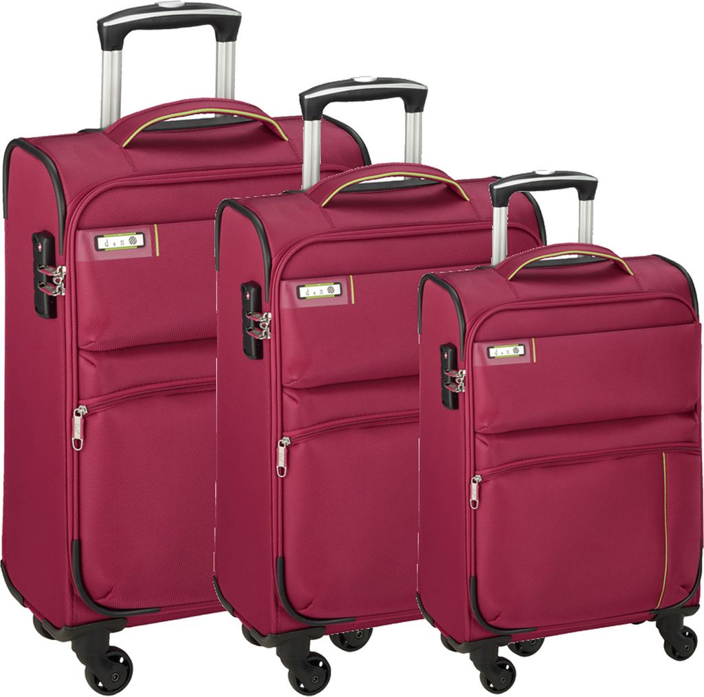 Leichter Koffer, 3-teiliges Trolley Set für Reise auf Räder Pink Bowatex
