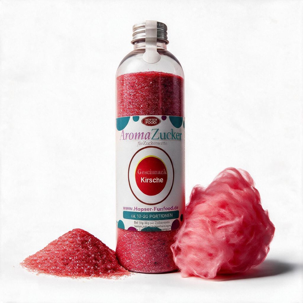 Sucre aromatisé pour barbe à papa goût cerise bouteille Image du produit 