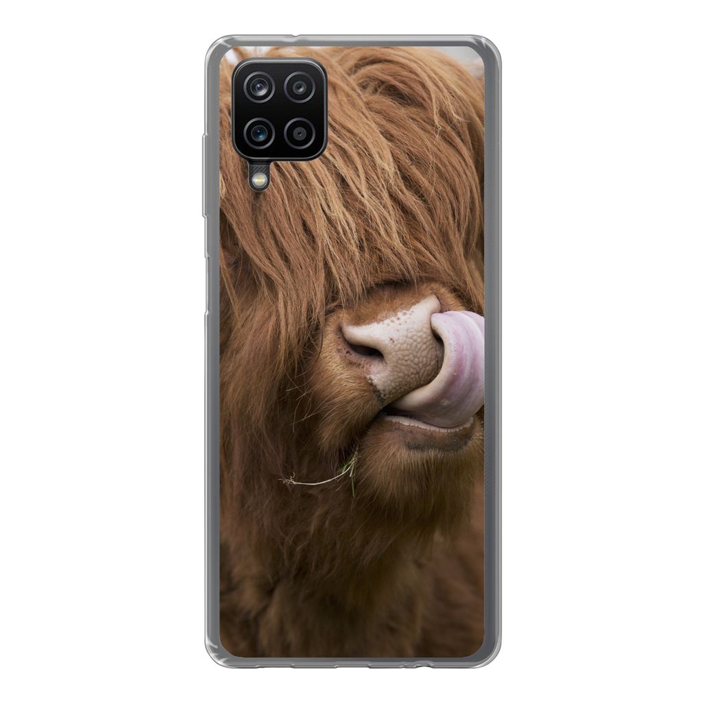 MuchoWow Handyhülle Schutzhülle Hülle für Samsung Galaxy A12 Schottischer Highlander - Braun - Kuh Silikon Softcase Handy Hülle - Bild