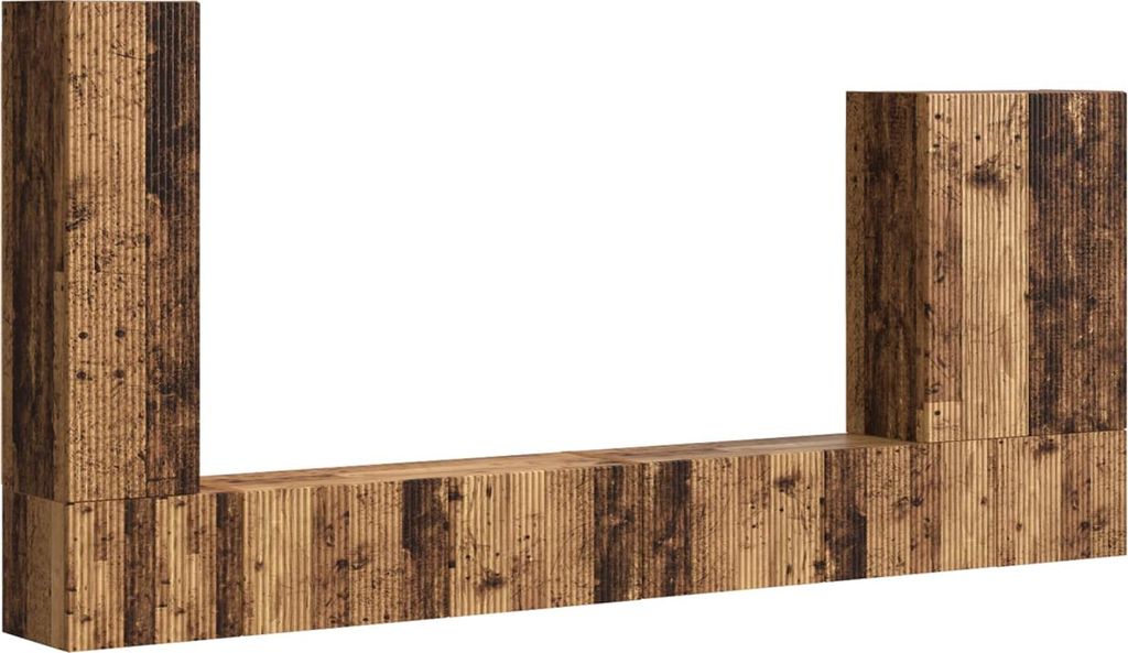 TV-Wandregal-Set Wandmontiert 6 pcs Altholz